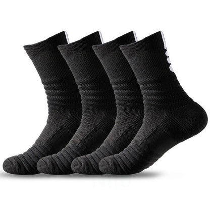 High Socks Men Basketball Sport Socks Breathable Running Cycling Soccer Hiking Black Athletic Cotton Sock Men Winter Warm Socks