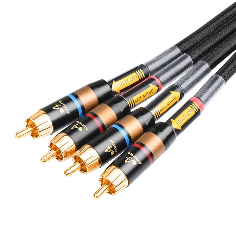 One Pair HIFI RCA Cable HiFi Main Core Independent Shielding RCA to RCA Audio Cable 6N OFC Audio Cable