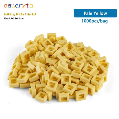 Aquaryta 1000pcs Building Bricks Thin 1X1 Bulk Compatible With Logo 3024 Educational Assemblage Construction Toys Gift for Kids