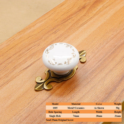 LSTABAN New Chinese Modern Simple Drawer Cupboard Wardrobe Wine Cabinet Bookcase Ceramic Single Hole Zinc Alloy Round Handle