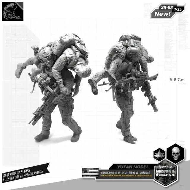 1/35 Resin Figure Kits  U.s. Seal Commando Evacuation From Battlefield 1/35 New Version Resin Soldier self-assembled  SII-03