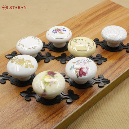 LSTABAN New Chinese Modern Simple Drawer Cupboard Wardrobe Wine Cabinet Bookcase Ceramic Single Hole Zinc Alloy Round Handle
