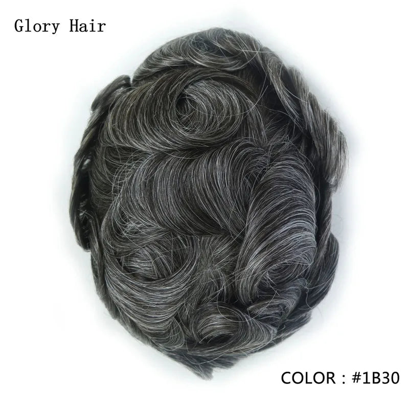 0.12-0.14mm Injected Male Hair Prosthesis Injection Thin Skin Toupee Man Wigs Human Hair Men's Capillary Prothesis For Hair Loss