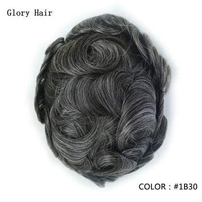 0.12-0.14mm Injected Male Hair Prosthesis Injection Thin Skin Toupee Man Wigs Human Hair Men's Capillary Prothesis For Hair Loss