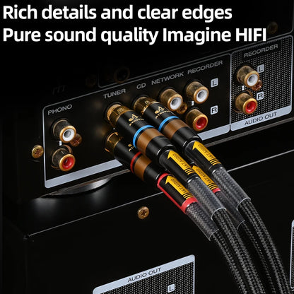 One Pair HIFI RCA Cable HiFi Main Core Independent Shielding RCA to RCA Audio Cable 6N OFC Audio Cable