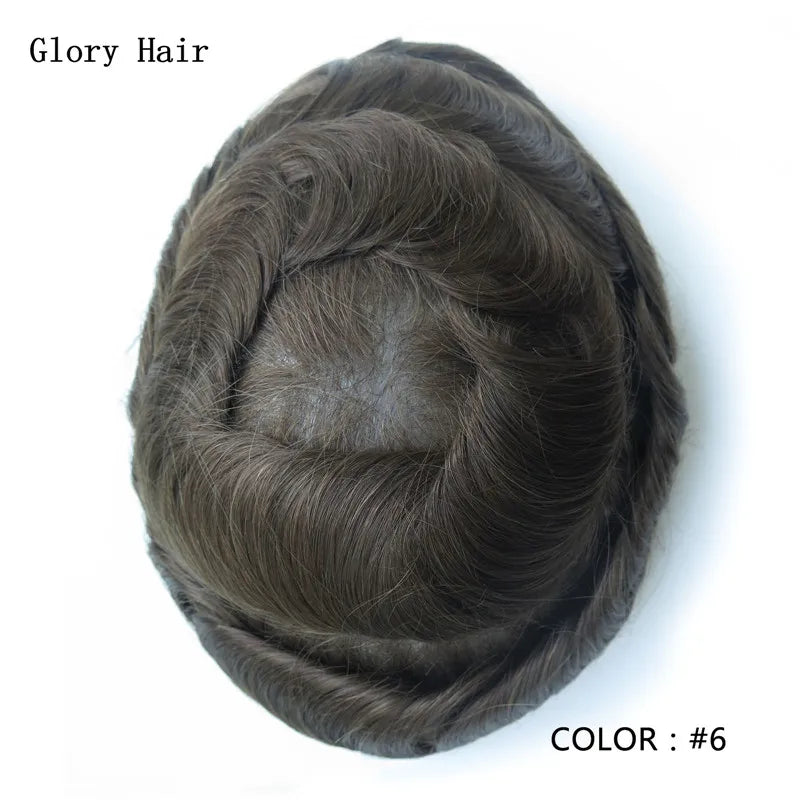 0.12-0.14mm Injected Male Hair Prosthesis Injection Thin Skin Toupee Man Wigs Human Hair Men's Capillary Prothesis For Hair Loss