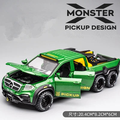 1:28 X-Class 6*6 Wheel Alloy Pickup Car Model Diecast & Toy Metal Off-road Vehicles Car Model High Simulation Childrens Toy Gift