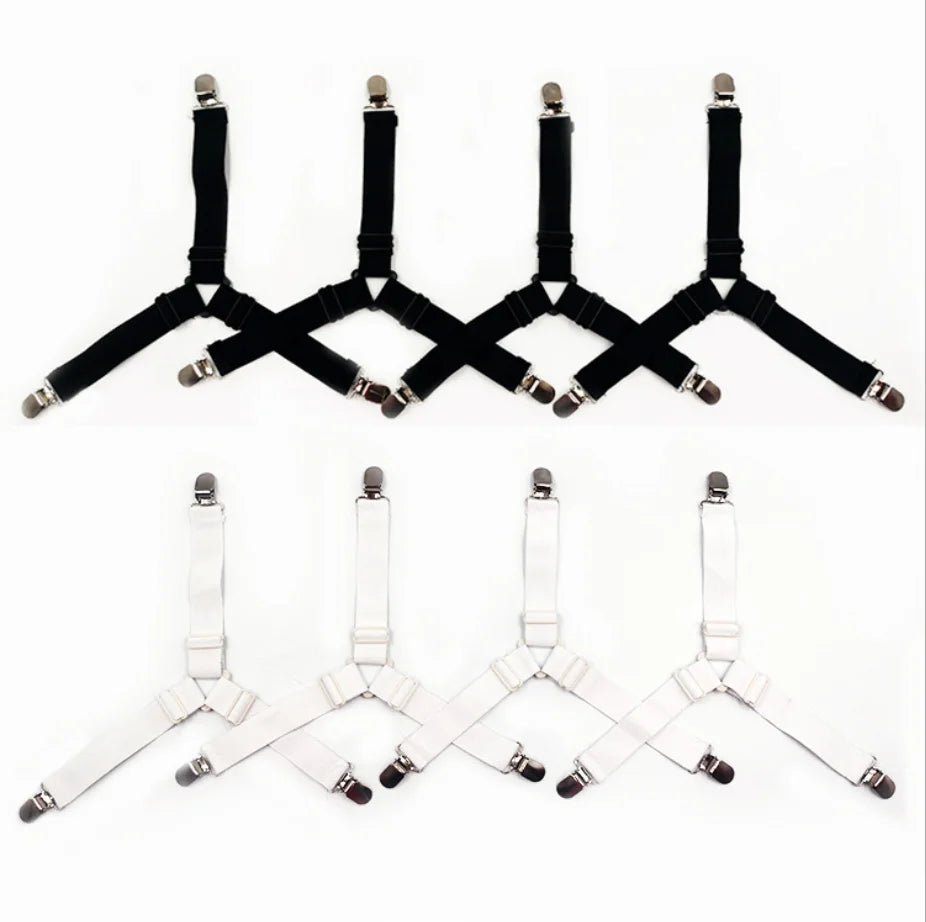 4PCS/Set Elastic Bed Sheet Grippers Adjustable Belt Fastener Clips Mattress Cover Blankets Holder Sofa Fixation Organize Gadgets