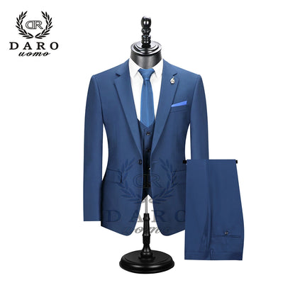 2026 DR DARO UOMO Men Suits Slim Fit for Business Work and Wedding Wear 3Pcs Set DRV6158