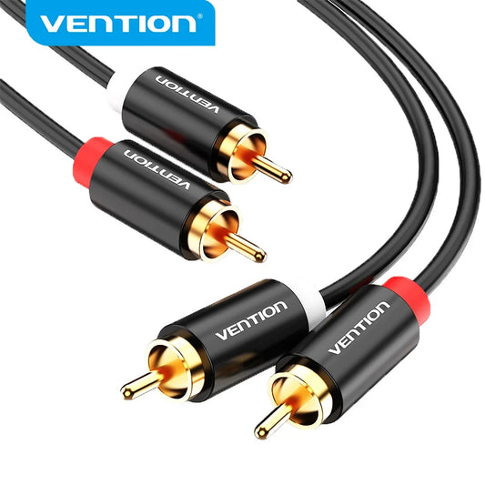Vention 2RCA to 2RCA Audio Cable Gold-Plated 2RCA Male to Male Aux Cable 1m 2m for TV Amplifier Home Theater Speaker Cable RCA
