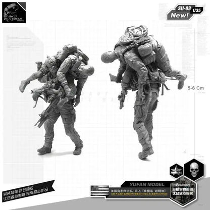 1/35 Resin Figure Kits  U.s. Seal Commando Evacuation From Battlefield 1/35 New Version Resin Soldier self-assembled  SII-03