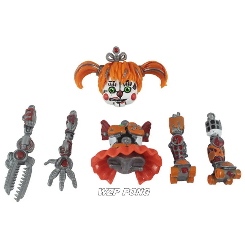 6Pcs/set Midnight Bear Toys Fazbears Pizzeria Simulator Ver Chica Lighte Movable Joints Figurine Toys