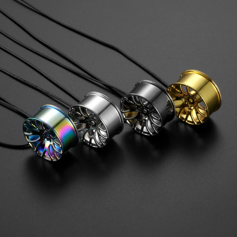 Car Ornament Pendant Metal Wheel Hub Flywheel Hanging Hip-hop Auto Interior Rear View Mirror Decoration Dangle Trim Accessories