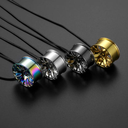 Car Ornament Pendant Metal Wheel Hub Flywheel Hanging Hip-hop Auto Interior Rear View Mirror Decoration Dangle Trim Accessories