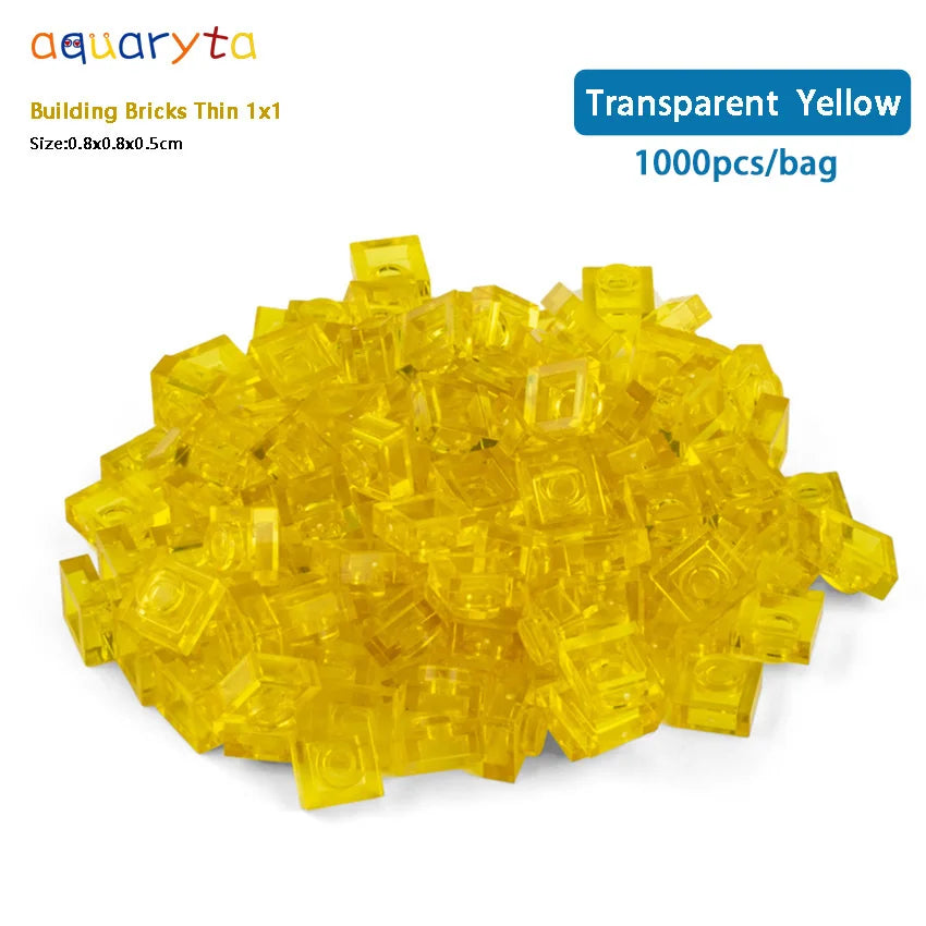 Aquaryta 1000pcs Building Bricks Thin 1X1 Bulk Compatible With Logo 3024 Educational Assemblage Construction Toys Gift for Kids