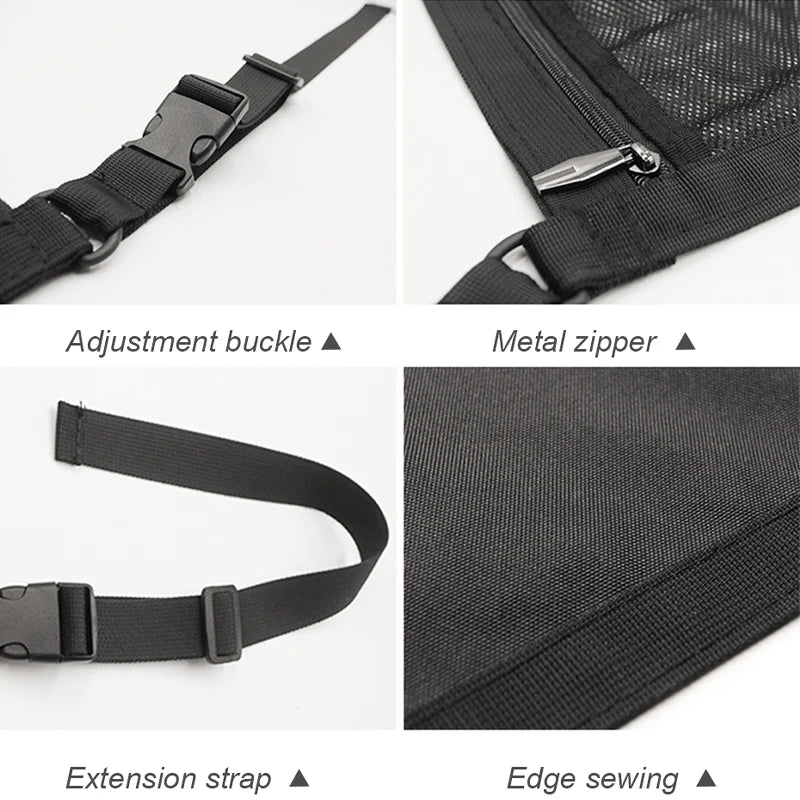 SEAMETAL Car Ceiling Storage Net Pocket 80cm*55cm Hanging Polyester Mesh Storage Bag Traveling Auto Roof Organizer with Zipper