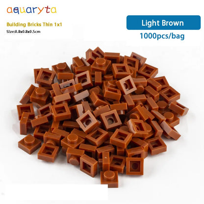 Aquaryta 1000pcs Building Bricks Thin 1X1 Bulk Compatible With Logo 3024 Educational Assemblage Construction Toys Gift for Kids