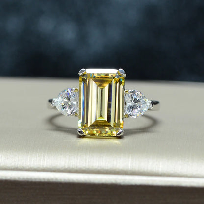OEVAS 7 Carats High Carbon Diamond Sparkling Zircon Wedding Rings For Women Top Quality 100% 925 Sterling Silver Party Jewelry