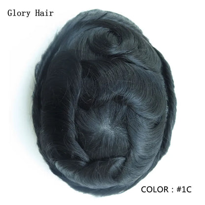 0.12-0.14mm Injected Male Hair Prosthesis Injection Thin Skin Toupee Man Wigs Human Hair Men's Capillary Prothesis For Hair Loss
