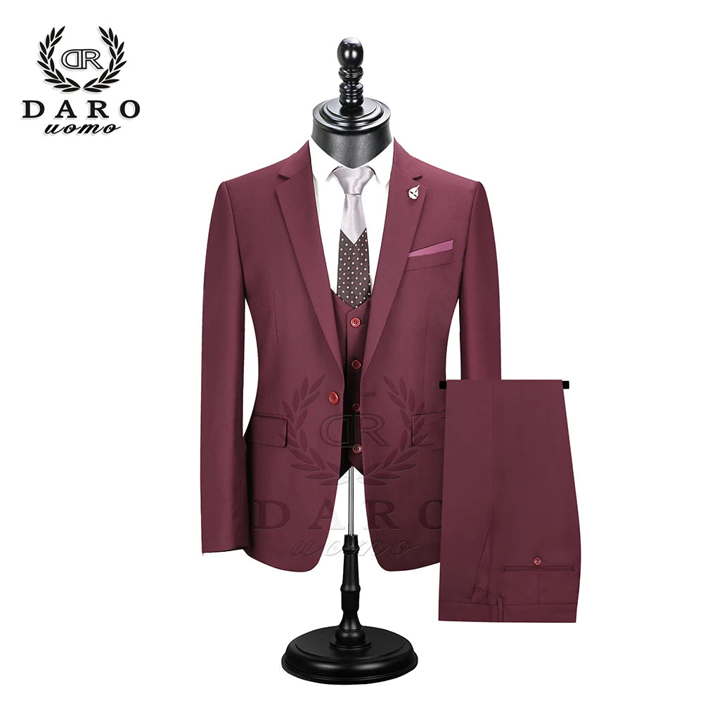 2026 DR DARO UOMO Men Suits Slim Fit for Business Work and Wedding Wear 3Pcs Set DRV6158