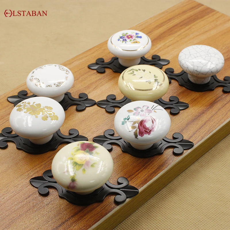 LSTABAN New Chinese Modern Simple Drawer Cupboard Wardrobe Wine Cabinet Bookcase Ceramic Single Hole Zinc Alloy Round Handle