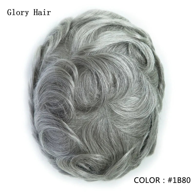 0.12-0.14mm Injected Male Hair Prosthesis Injection Thin Skin Toupee Man Wigs Human Hair Men's Capillary Prothesis For Hair Loss