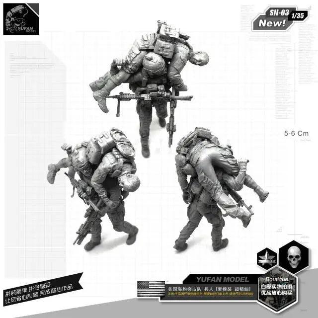 1/35 Resin Figure Kits  U.s. Seal Commando Evacuation From Battlefield 1/35 New Version Resin Soldier self-assembled  SII-03