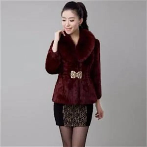 New Short Fur Coat Women Jacket 2024 Autumn Winter Imitation Rabbit Hair Short Korean Loose Thin Large Fur Collar Women Coat