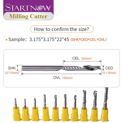 Startnow 5Pcs/Lot Acrylic Milling Cutter One Flute Spiral Bits MDF PVC Engraving CNC Router Bit Wood Cutting Tools End Mill