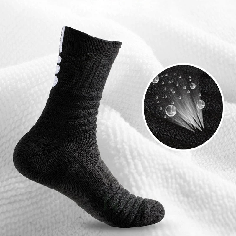High Socks Men Basketball Sport Socks Breathable Running Cycling Soccer Hiking Black Athletic Cotton Sock Men Winter Warm Socks