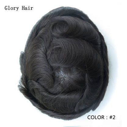0.12-0.14mm Injected Male Hair Prosthesis Injection Thin Skin Toupee Man Wigs Human Hair Men's Capillary Prothesis For Hair Loss