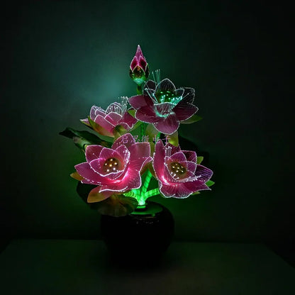 Led Flower Lights Lotus Light Fiber Optic Lights Buddha Lamp Fo Lamp Novelty Artistic Optical Fiber Flower