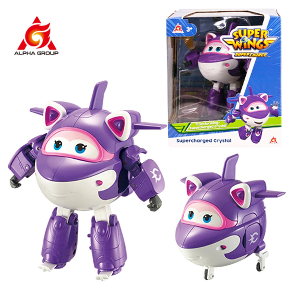 Super Wings 5 Inches Transforming Traver Transforms from Airplane to Robot in 10 Steps Deformation Action Figures Kid Toys Gift