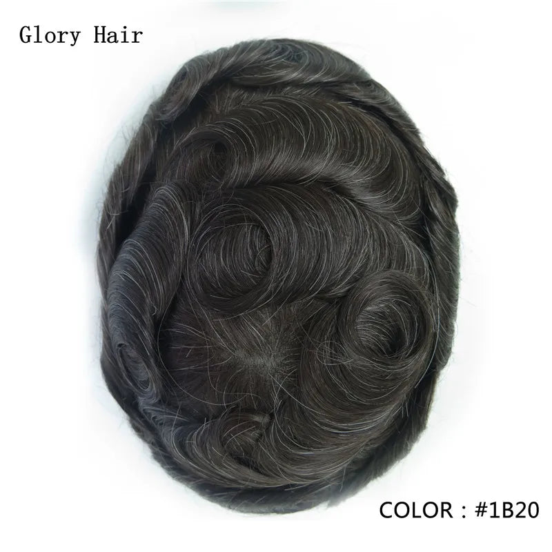 0.12-0.14mm Injected Male Hair Prosthesis Injection Thin Skin Toupee Man Wigs Human Hair Men's Capillary Prothesis For Hair Loss