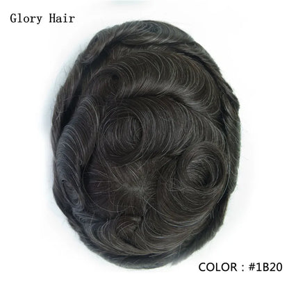0.12-0.14mm Injected Male Hair Prosthesis Injection Thin Skin Toupee Man Wigs Human Hair Men's Capillary Prothesis For Hair Loss