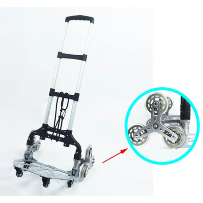 100KG All Terrain Stair Climbing Cart Hand Truck with Bungee Cord Folding Trolley for Upstairs Cargo with 6 Crystal Wheels 트롤리