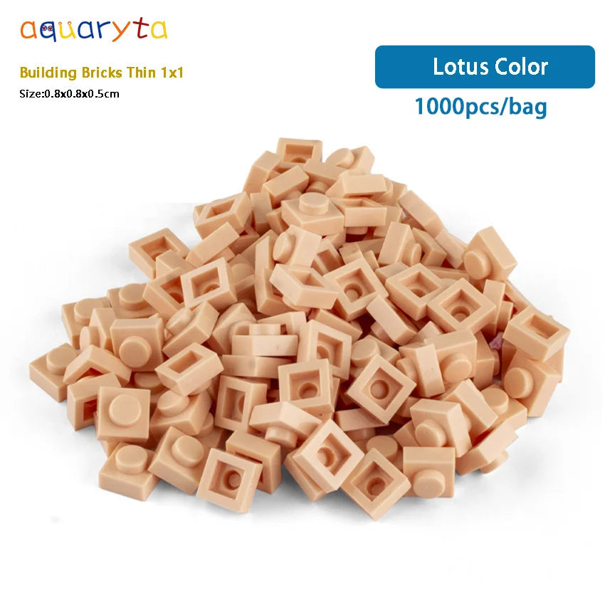 Aquaryta 1000pcs Building Bricks Thin 1X1 Bulk Compatible With Logo 3024 Educational Assemblage Construction Toys Gift for Kids