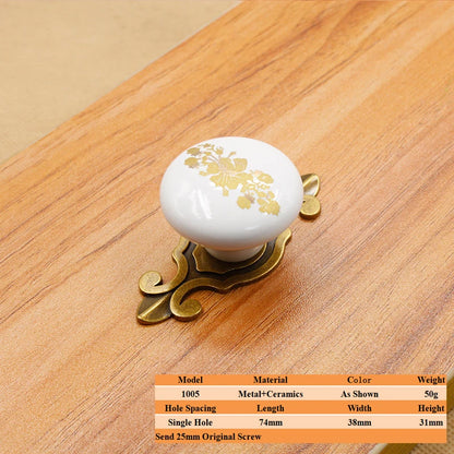 LSTABAN New Chinese Modern Simple Drawer Cupboard Wardrobe Wine Cabinet Bookcase Ceramic Single Hole Zinc Alloy Round Handle
