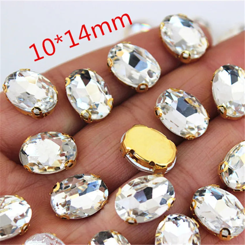 30pcs/Bag High Quality Mixed Gold Bottom Crystal Clear Glass Sew On Claw Rhinestones,DIY Wedding Dress Decoration Accessories