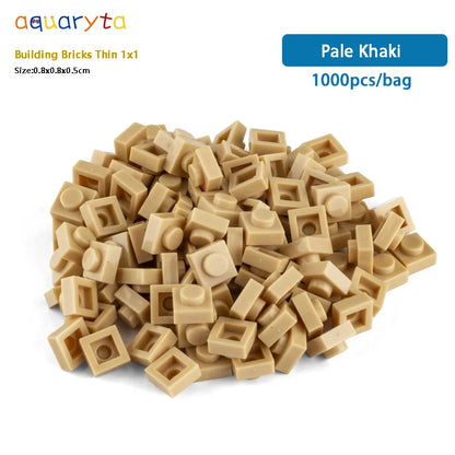 Aquaryta 1000pcs Building Bricks Thin 1X1 Bulk Compatible With Logo 3024 Educational Assemblage Construction Toys Gift for Kids