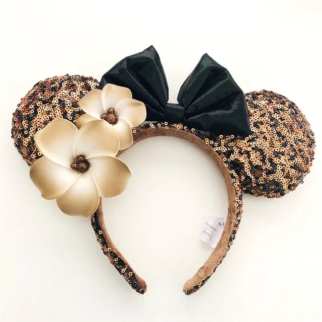 Disney Princess Minnie Ears Headband Big Sequin Bows EARS COSTUME Headband Cosplay Plush Adult/Kids Headband Gift