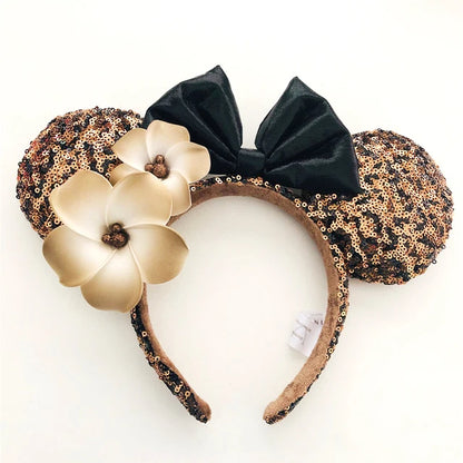 Disney Princess Minnie Ears Headband Big Sequin Bows EARS COSTUME Headband Cosplay Plush Adult/Kids Headband Gift