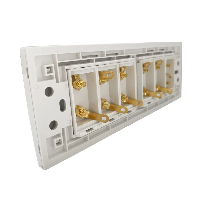 12 Ports Gold Binding Posts Wall Plate Audio Speaker Connector Banana Plug Outlet For 6.0 Surround Sound No Soldering Required