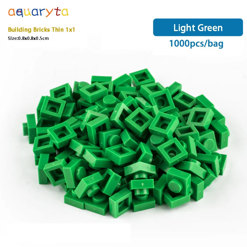Aquaryta 1000pcs Building Bricks Thin 1X1 Bulk Compatible With Logo 3024 Educational Assemblage Construction Toys Gift for Kids