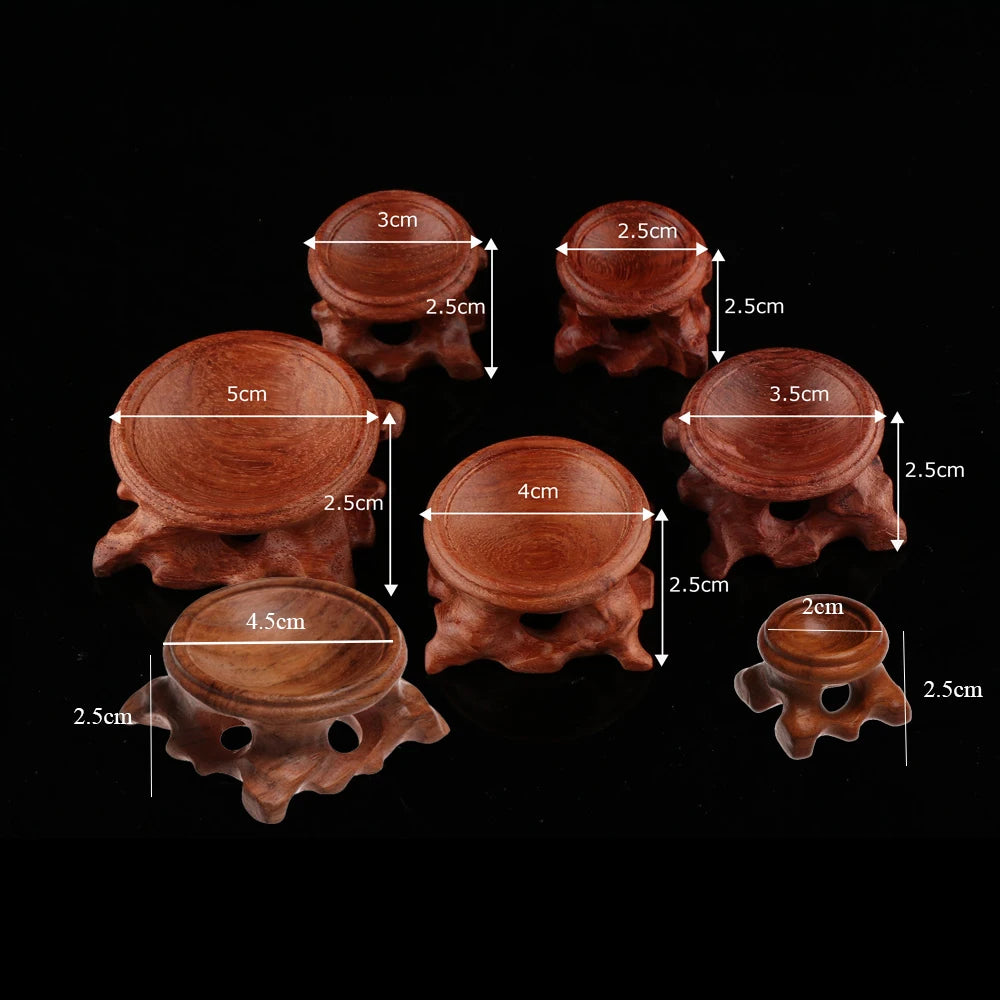 1 PC Figurine Crystal Ball Base Handicraft Desktop Ornaments Photography Props Display Stand Sphere Stone Support Wooden Holder