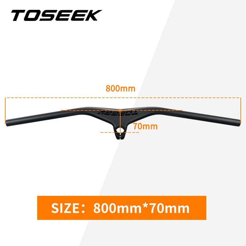 TOSEEK Handlebars MTB Bicycle Integrated Handlebar and Stem -17 Degrees Carbon Fibre Handle Bar Mountain Bike Parts 28.6mm