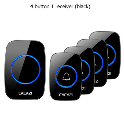 CACAZI Wireless Waterproof Doorbell 300m Range US EU UK AU Plug Home Intelligent Door Bell Chime 1 2 Button 1 2 3 Receiver