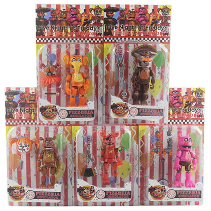 6Pcs/set Midnight Bear Toys Fazbears Pizzeria Simulator Ver Chica Lighte Movable Joints Figurine Toys
