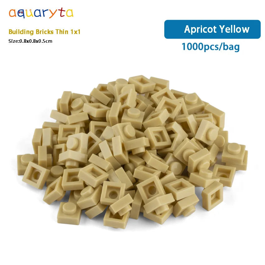 Aquaryta 1000pcs Building Bricks Thin 1X1 Bulk Compatible With Logo 3024 Educational Assemblage Construction Toys Gift for Kids