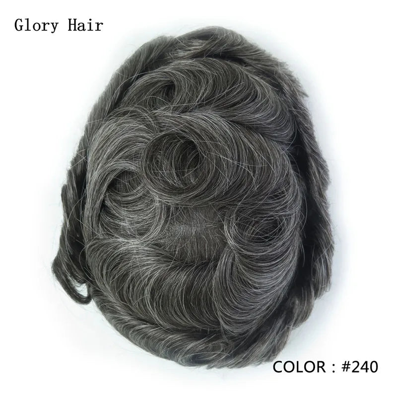 0.12-0.14mm Injected Male Hair Prosthesis Injection Thin Skin Toupee Man Wigs Human Hair Men's Capillary Prothesis For Hair Loss